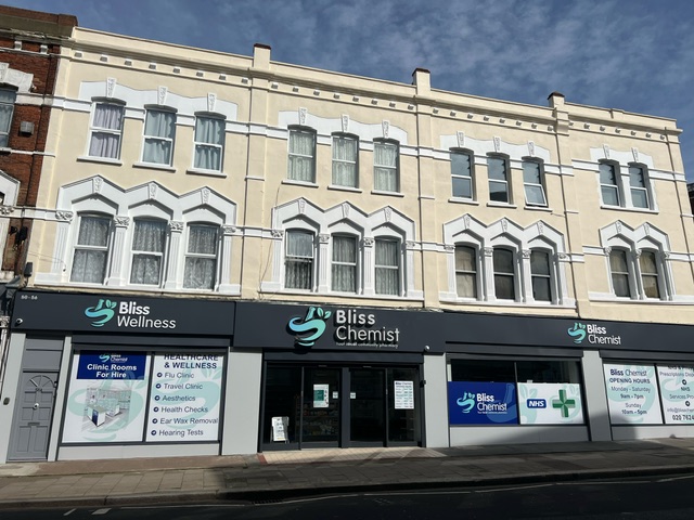 Exterior of Bliss Chemist, home of Kilburn Travel Clinic